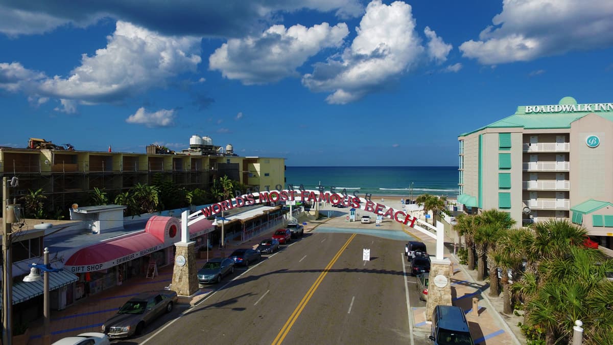 A parasailer airborne over the Atlantic off Daytona Beach.